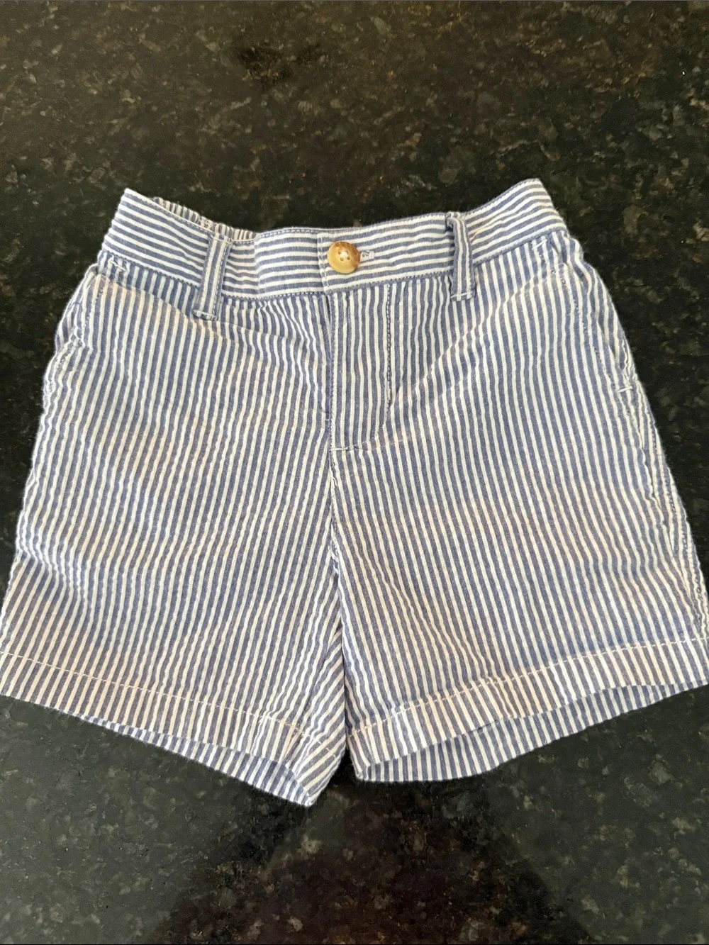 Ralph Lauren Blue and White Striped Seersucker Shorts Just like dad